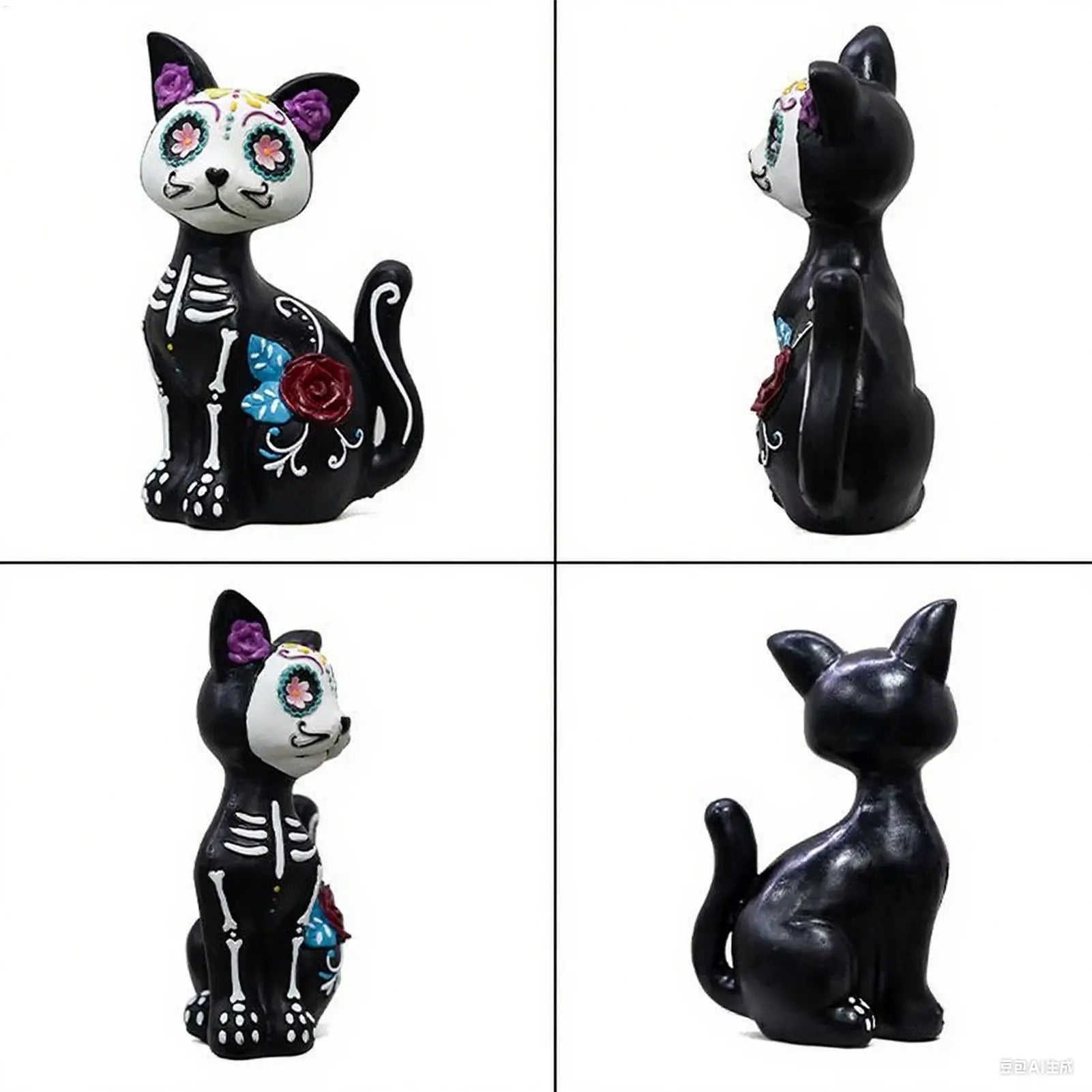 Halloween Animal Statue Skeleton Dog Cat Figurines Room Decor  Resin Halloween Decorations Table Centerpieces for Porch Patio Lootquake LLC