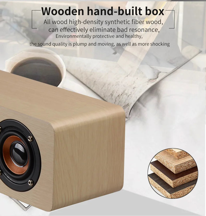 Wooden Bluetooth Speaker Portable Wireless Subwoofer Clock Soundbox Home Computer Echo Wall Soundbar HiFi Stereo TF AUX U Disk Lootquake LLC