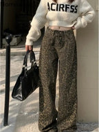 Vintage Leopard Print Pantalon Femme Wide Leg Pants Women High Waist Straight Y2k Jeans Casual Fashion Korean  Jean Trousers Lootquake LLC