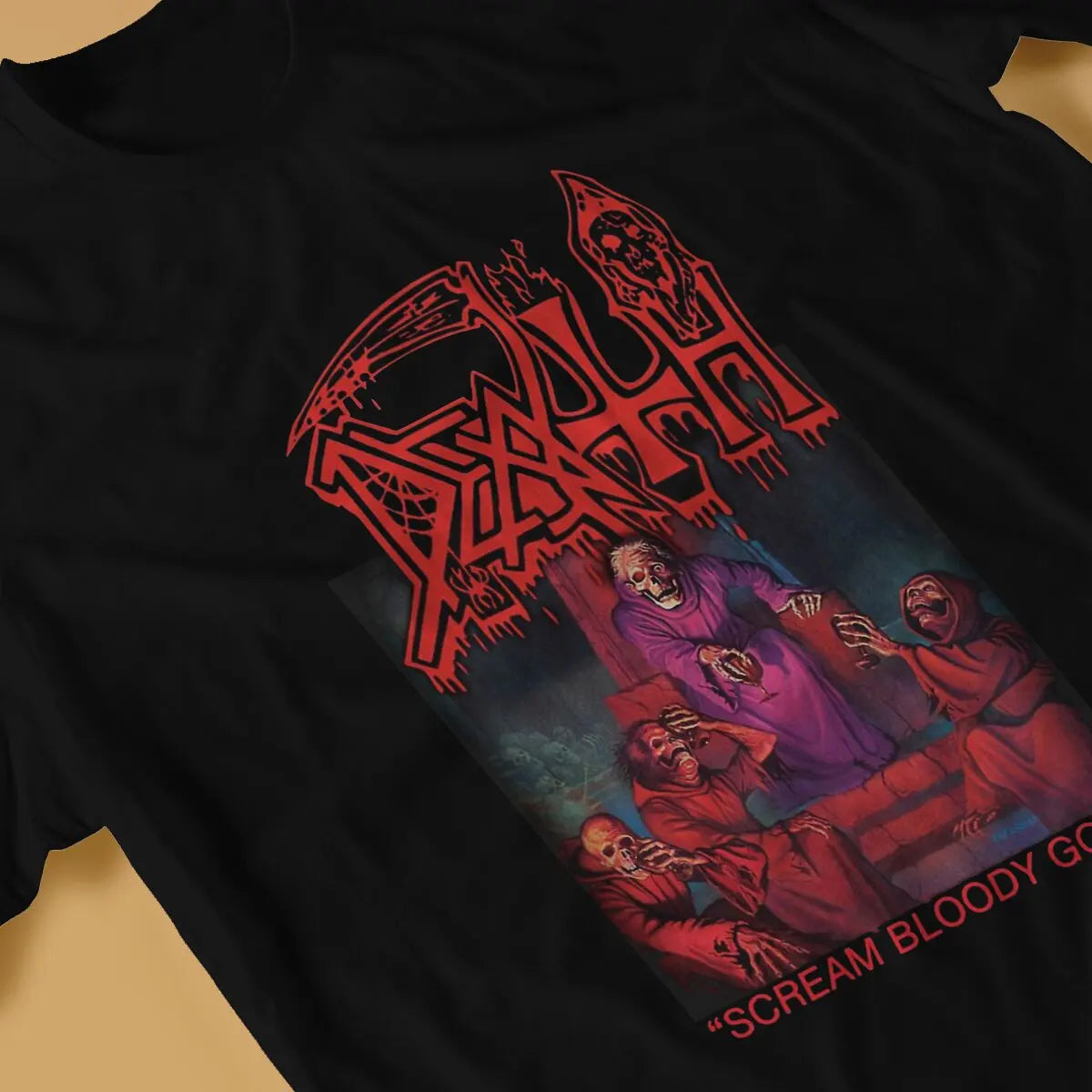 Funny Death Scream Bloody Gore T-Shirt Men Round Neck 100% Cotton T Shirts Sabbath Short Sleeve Tee Shirt Gift Tops Lootquake LLC