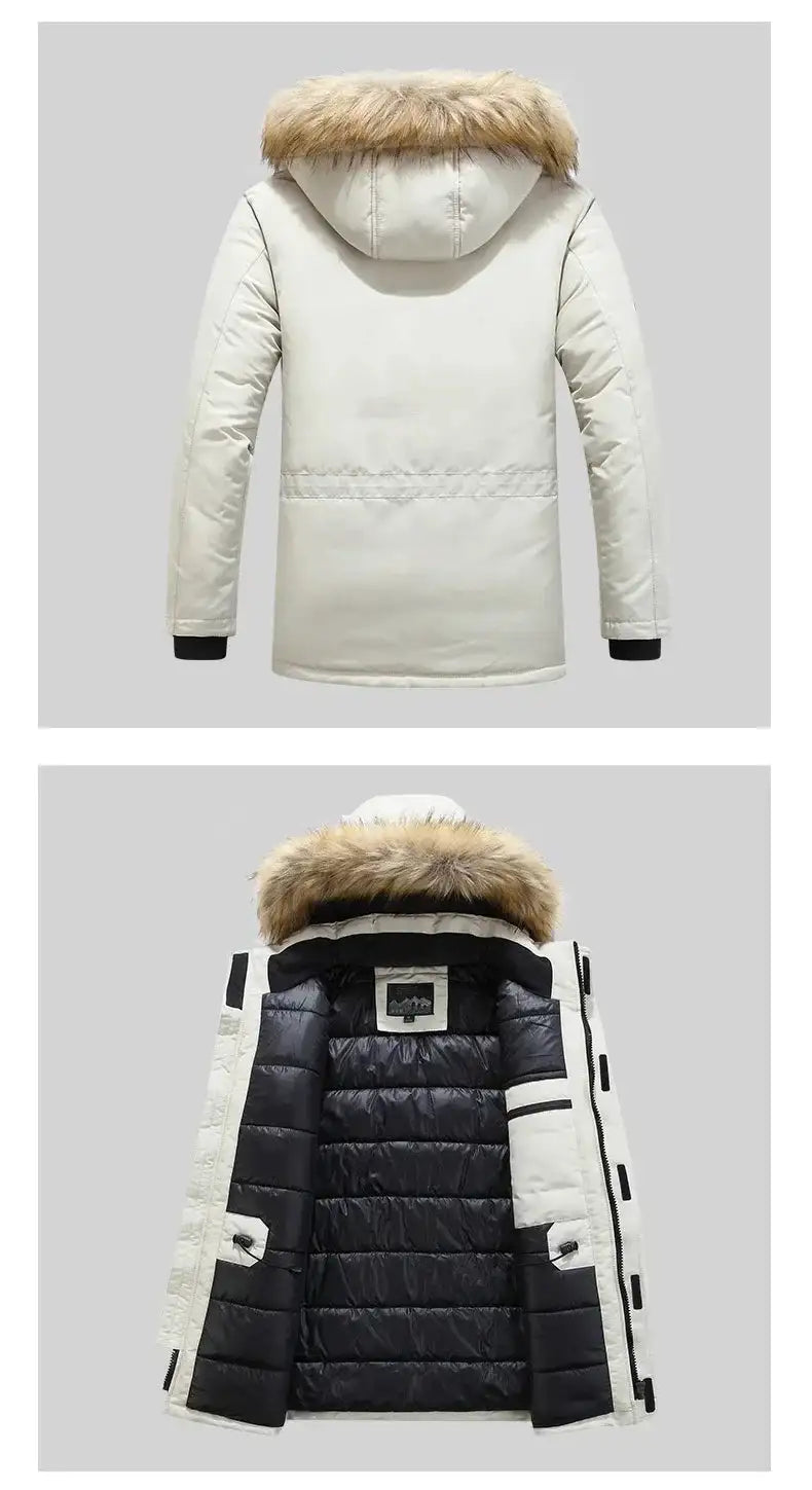 New Men Parkas Coat Windbreaker Big Pockets Wholesale Winter Parkas Men Thicken Coat Fur Hooded Jacket Overcoat Keep Warm Male