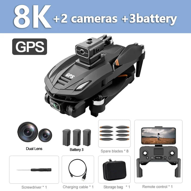 Lenovo Drone With screen RC 8K Professional HD Aerial Photography GPS Laser obstacle avoidance Three-axis gimbal Aircraft