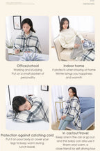 Thick Plaid Blanket Warm Winter Wearable Blanket Adults Office Travel Soft Fleece Throw Blankets With Button Home Shawl Lootquake LLC