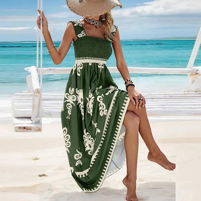 Summer Holiday Dress Women Casual Sleeveless A-Line Party Long Dress Boho Casual Sleeveless Party Dress 2024