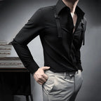 Fashion Unique Suspender Design Long-Sleeved Shirt Mens High-End 2024 Autumn New Trend Casual Solid Color Y2k Mens Shirt Lootquake LLC