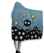 Soot Sprites Hooded Wearable Blanket for Adults Teens Kids Super Soft Comfy Warm Plush Throw Tv Blanket Wrap Robe Hoodie Cover