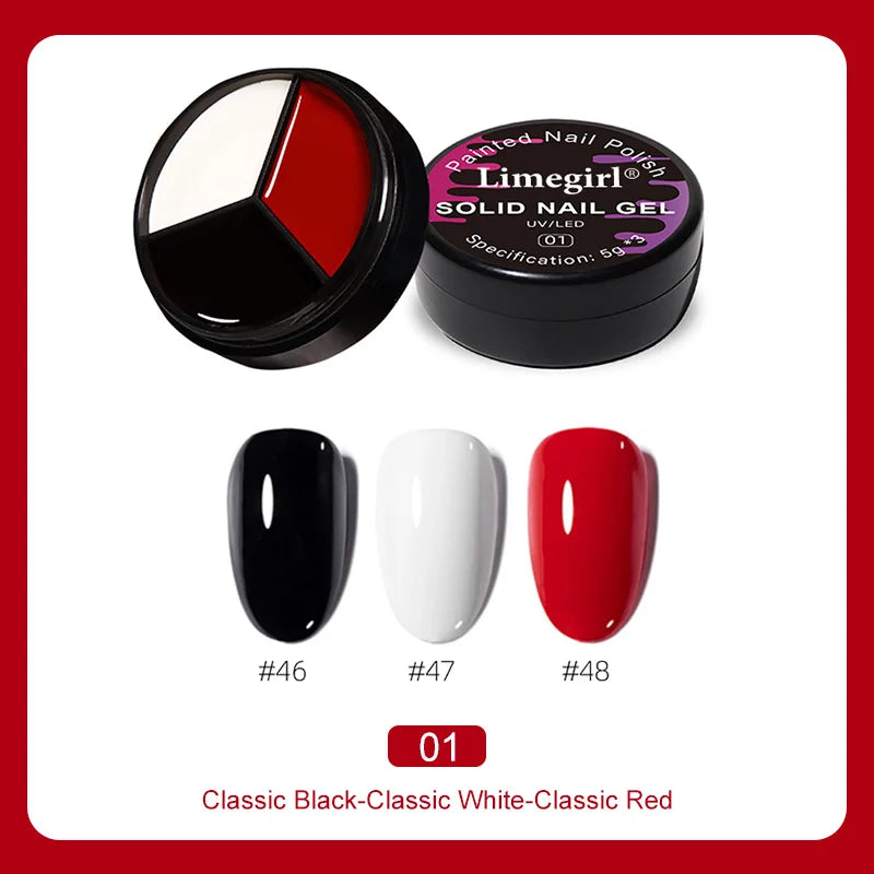 LIMEGIRL Solid Nail Art Gel Polish 15g 3 Colors Cream Soft Gel Polish for Nail Art Beginner DIY Design  Home/Salon Manicure Gift Lootquake LLC