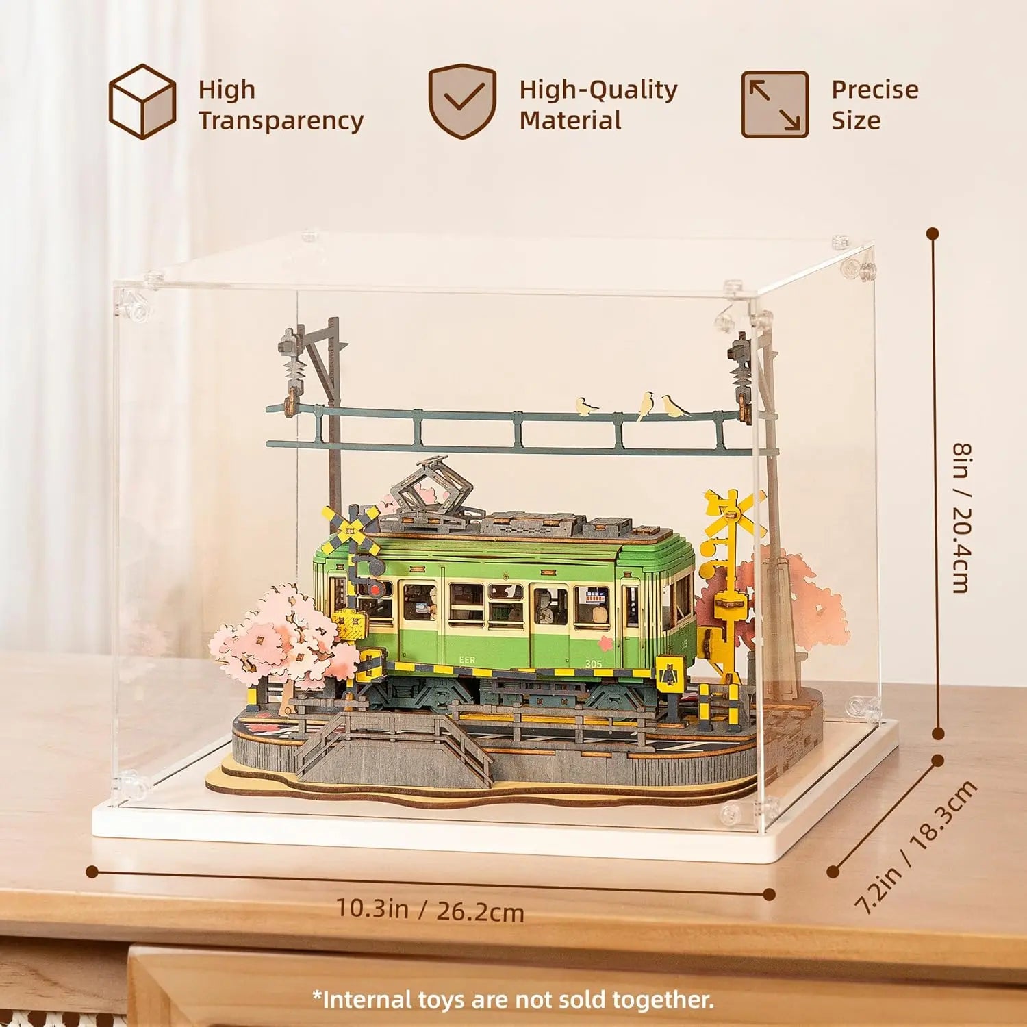 Robotime Sakura Journey Tram 3D Wooden Puzzles with LED Lights Home Decor Gift for Adults Women Girls Lootquake LLC
