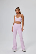 FlareLift Yoga Set: High-Waist Pants & Backless Bra THRIXINE