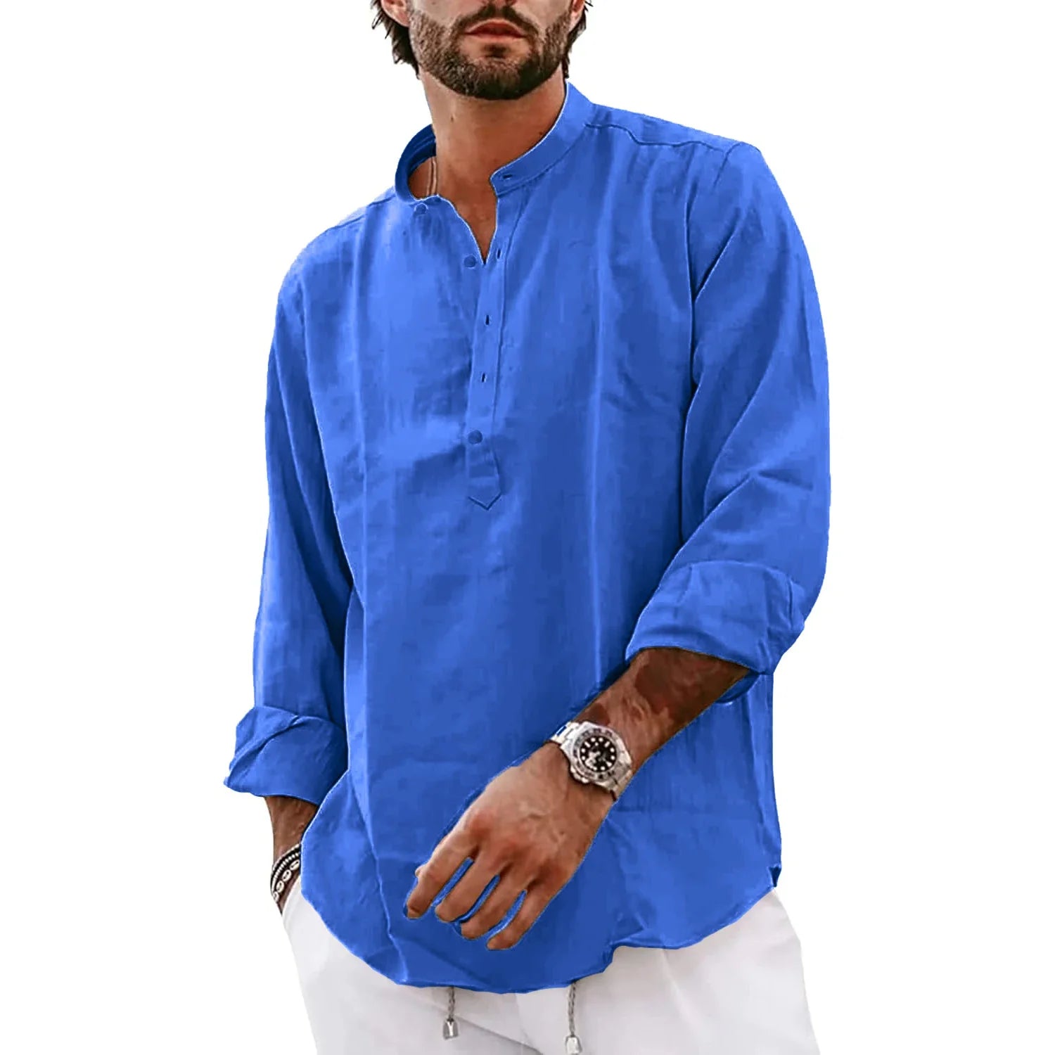 Streetwear Mens Cotton Linen Shirts Casual Lightweight Long Sleeve Henley Shirts for Men Beach Hawaiian Breathable T Shirts Lootquake LLC