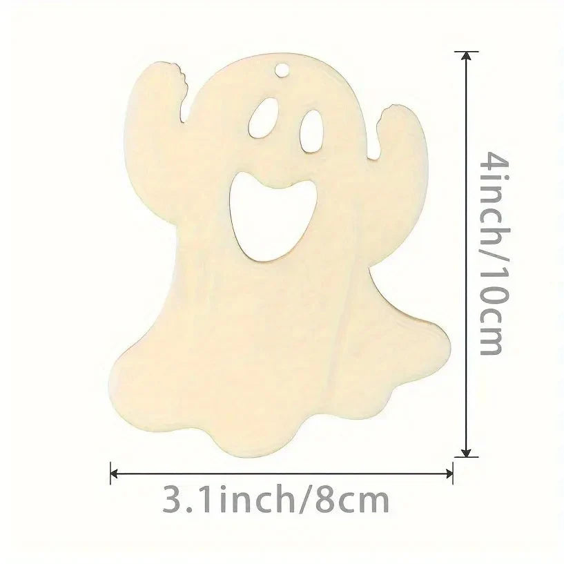 Halloween Wooden Ghost Cutouts Unfinished DIY Craft Hanging Ornaments Gift Tags for Home Party Decoration Ghost Theme Decor Lootquake LLC