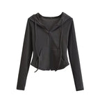 Lucyever Y2K Slim Fit Cropped Zip-Up Hoodie