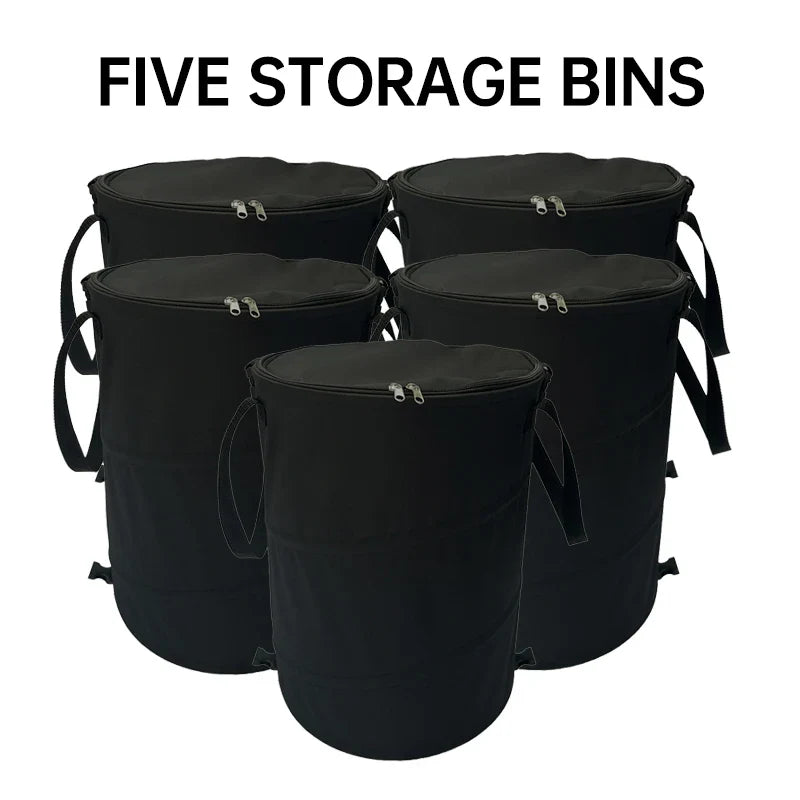 Camping Trash Can Pop-up Circular Storage Pail Canvas Foldable Recycling Bin Outdoor Garbage Garden Yard Garbage Bag