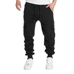 Mens Sweatpants Straight Fit Drawstring Multi-pocket Pants THRIXINE