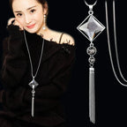 New Arrival Long Necklaces for Women 2024 Fashion Gray Crystal Choker Collier Femme Statement Necklaces & Pendants Accessories