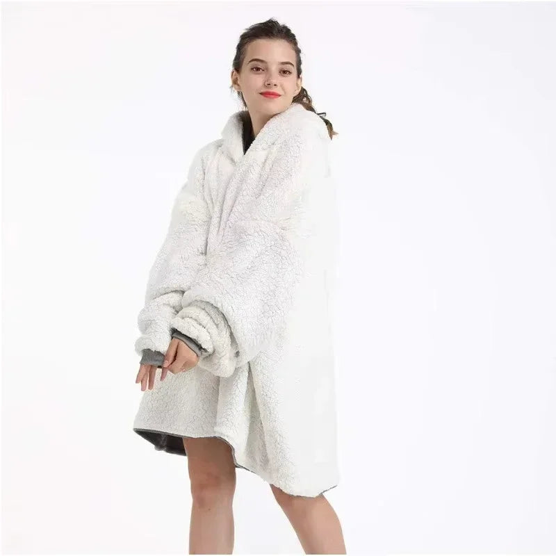 Hoodie Oversized Wearable Blanket Deep Pocket Comfy Sleeves Front Zipper Deluxe Fleece Sweatshirt Blanket Winter Blanket Lootquake LLC