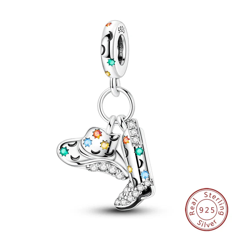 S925 Sterling Silver Princess Golf Hamster Camera Travel Three Piece Set Charms Beads 3mm DIY Fine Jewelry Making Lootquake LLC