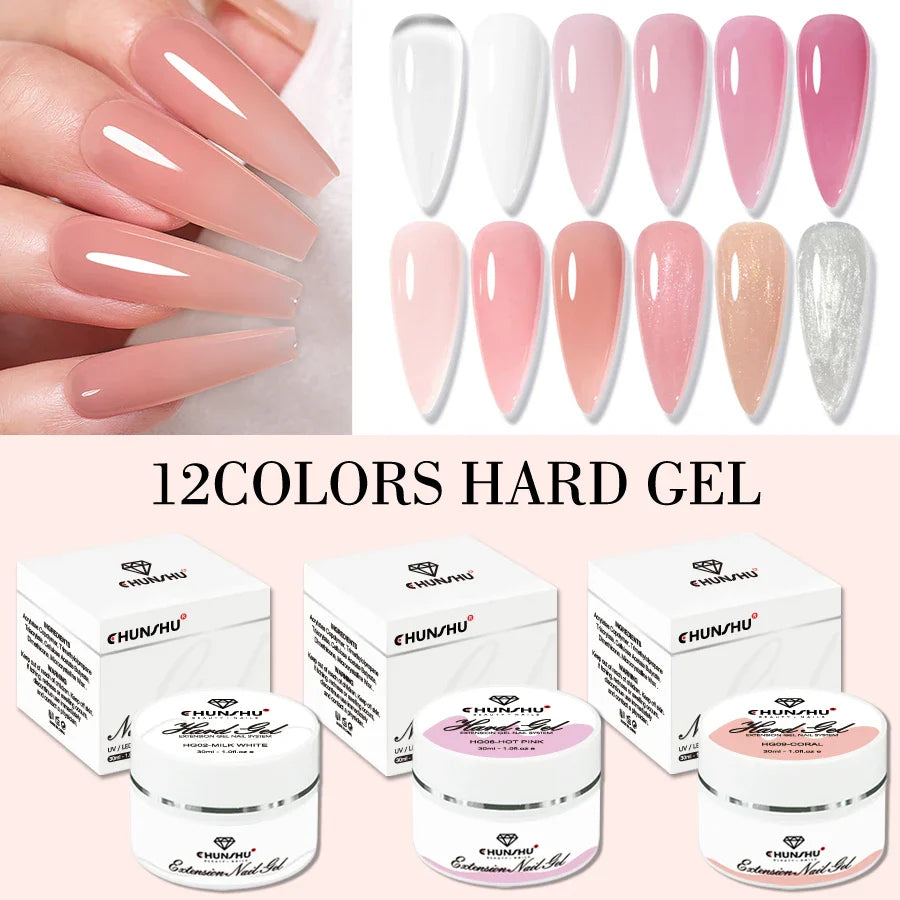 30ML Hard Gel For Nail Extension Milky White Builder Constructor Gel Self Leveling Reinforcement Nail Gels Camouflage Manicure Lootquake LLC