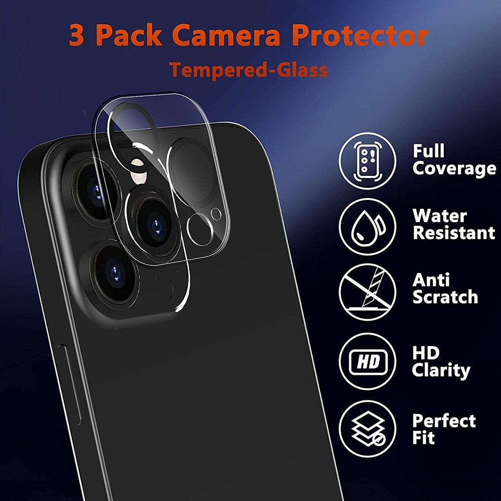 3PCS Pack Tempered Glass Camera Lens Protector for iPhone 14 Pro max 9H Hardness Scratch Resistant for iPhone 14 Plus 13 12 11 Screen Protector with Camera Lens Case Stevvex