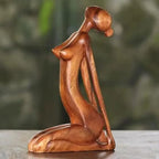 Wooden Yoga Meditation Statue Handmade Abstract Pose Sculpture Wood Carving Creative Tabletop Ornaments Living Room Galleries Lootquake LLC