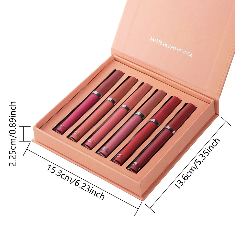 Matte Lip Gloss Set 6 Color Lipstick Smooth And Lasting Display Lip Gloss Waterproof Moisturizing Lipstick Holiday Gift Box Set Lootquake LLC