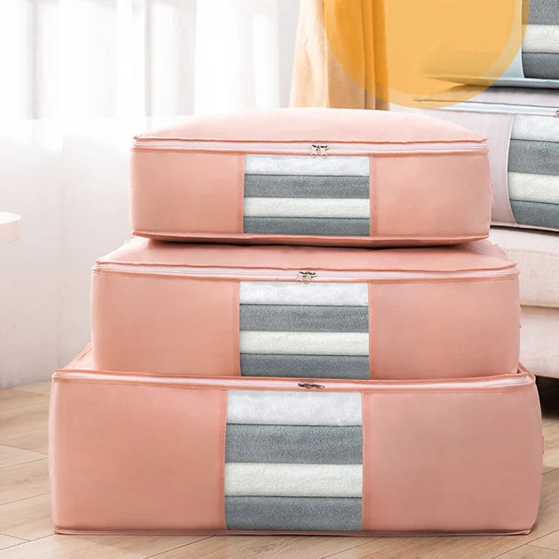 Foldable Storage Bag Non-Woven Clothing Organizer Wardrobe Closet Clothes Organizer Pillow Quilt Blanket Home Storage Bags Lootquake LLC