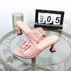 Women's slippers in summer 2024 wear sandals with thin heels high heels buckle is simple elegant black Women shoes Lootquake LLC