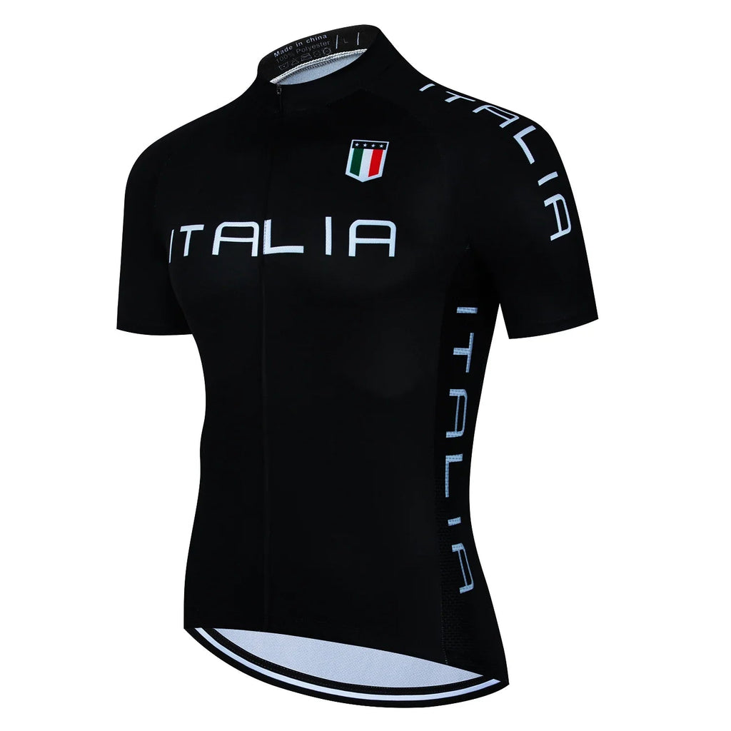 Mens Cycling Jersey Classic Black Cycling Racing Tops Short Sleeve THRIXINE