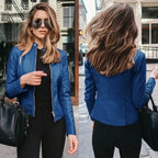 New Vintage Women PU Leather Bomber Jacket Fashion Casual Autumn Winter Zipper Windbreaker Streetwear Female Blazer Y2K Clothes