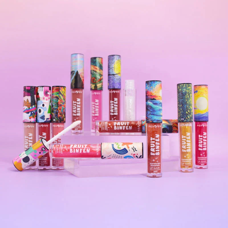 3pcs Oil Painting Lip Gloss Set,Mirror Water Glow Moisturizing Brighten Lipstick,Hydrating Nourishing Fruit Flavor Lip Care Balm