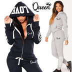 ChicStride: Women's Striped Hoodie & Jogger Set THRIXINE