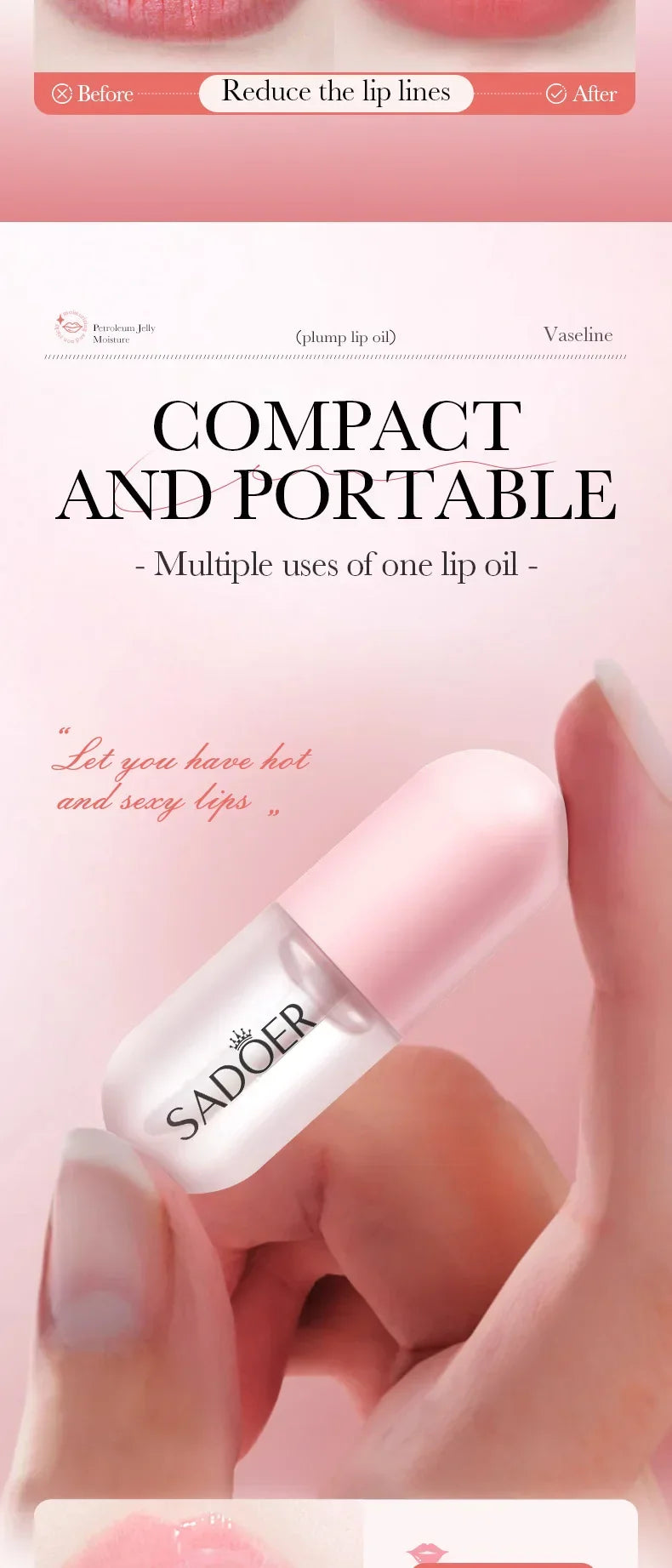 Lip Plumping Essential Oil Instant Sexy Lip Care Nourishing Antiwrinkle Moisturising Ultimate Plumping Lip Gloss Serum Cosmetics Lootquake LLC