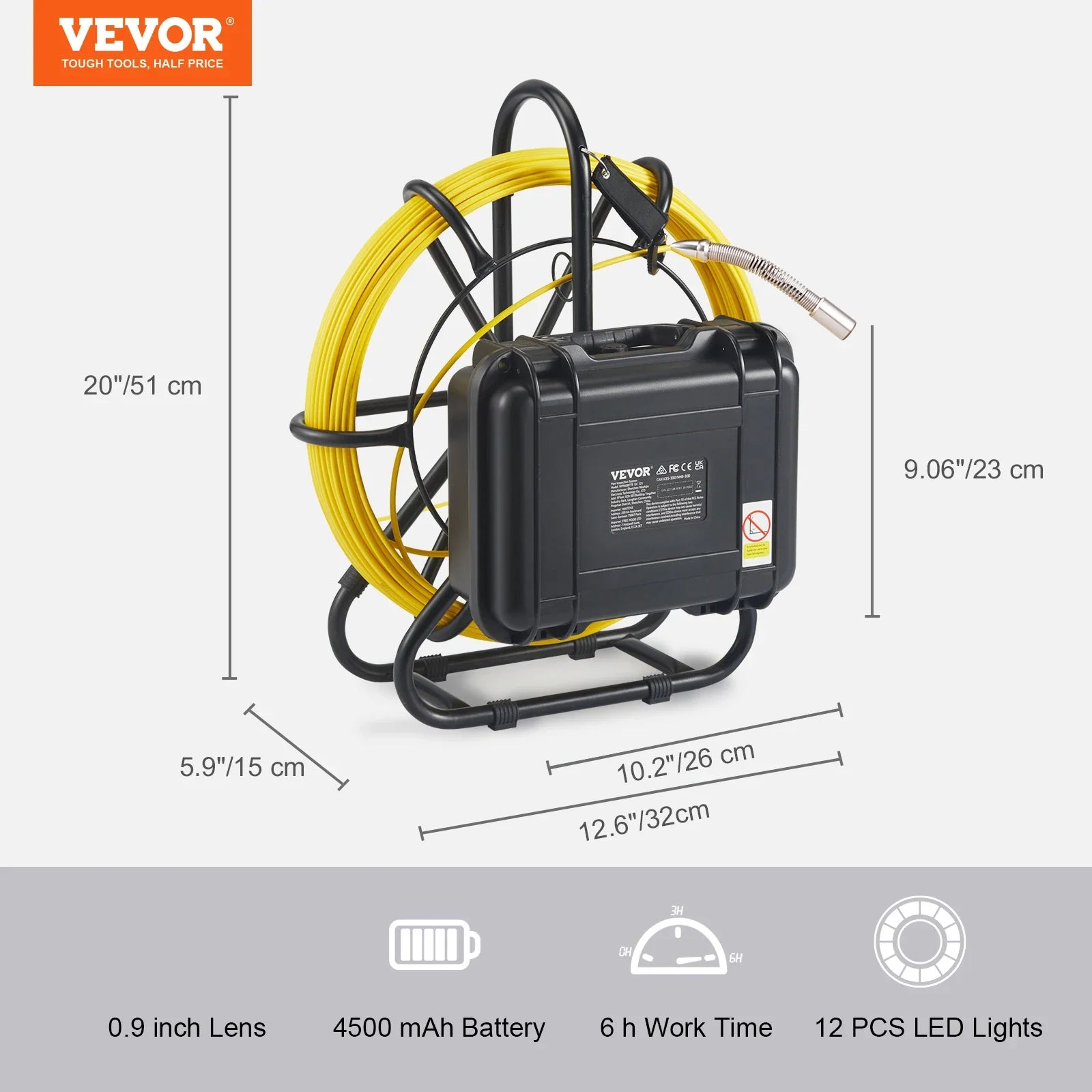 SucceBuy Sewer Camera 9" Screen Pipeline Inspection Camera DVR Function Waterproof Camera 12 Adjustable LEDs and 16 GB SD Card Lootquake LLC