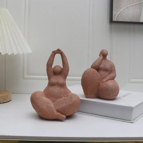 1pc, Sandstone Resin  Chubby Woman Statue  Handmade Sandstone Abstract Art Home Living Room Office Cabinet Tabletop Entryway Dec Lootquake LLC