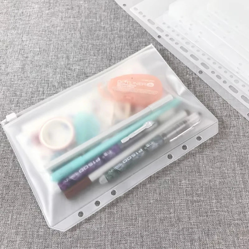 5pcs Transparent Zipper PVC Storage Bag Antioxidant Matte A5/A6 Cash Envelope Information Storage Folder School Office Supplies Lootquake LLC
