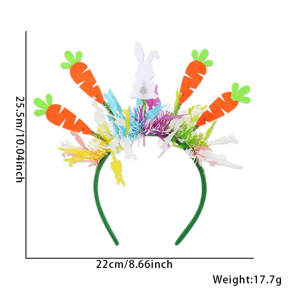 Easter Rabbit Headband with Colorful Egg Strip And Button Holiday Party Accessory Egg Chick Headdress for Easter Celebrations Lootquake LLC
