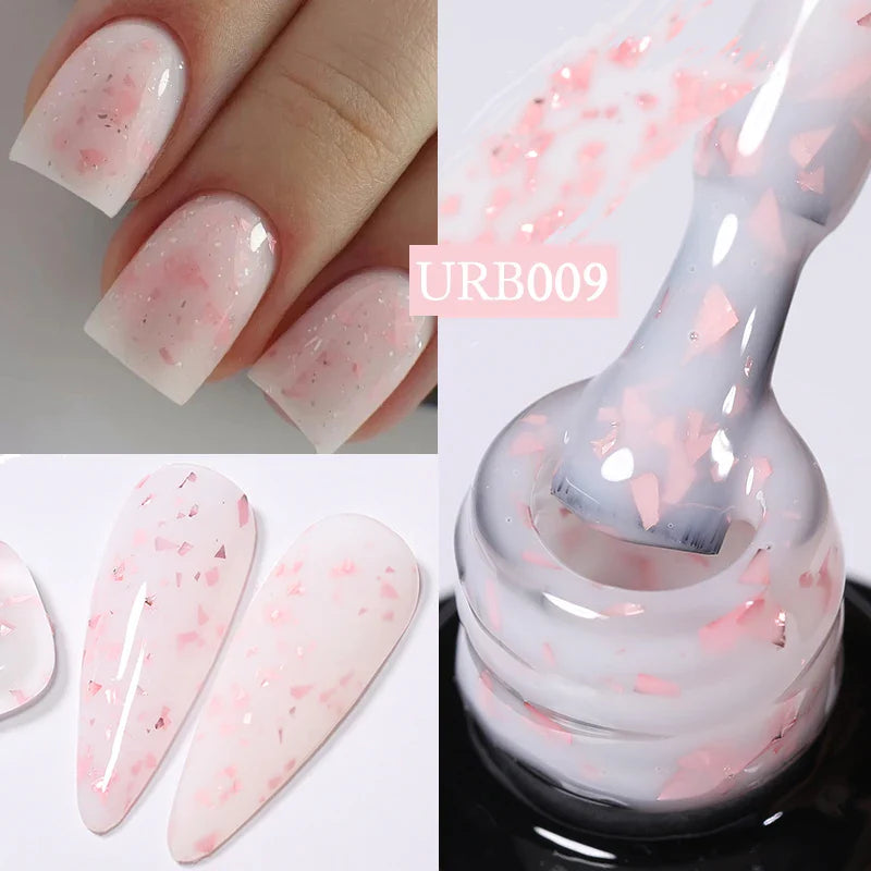 UR SUGAR Blue Color Rubber Base Gel Nail Polish Gold Glitter Base Gel Top Coat Soak Off UV LED Gel Nail Art Varnish Manicure Lootquake LLC