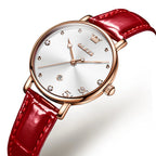 Women's Green Dial Slim Leather Strap Watch Gift