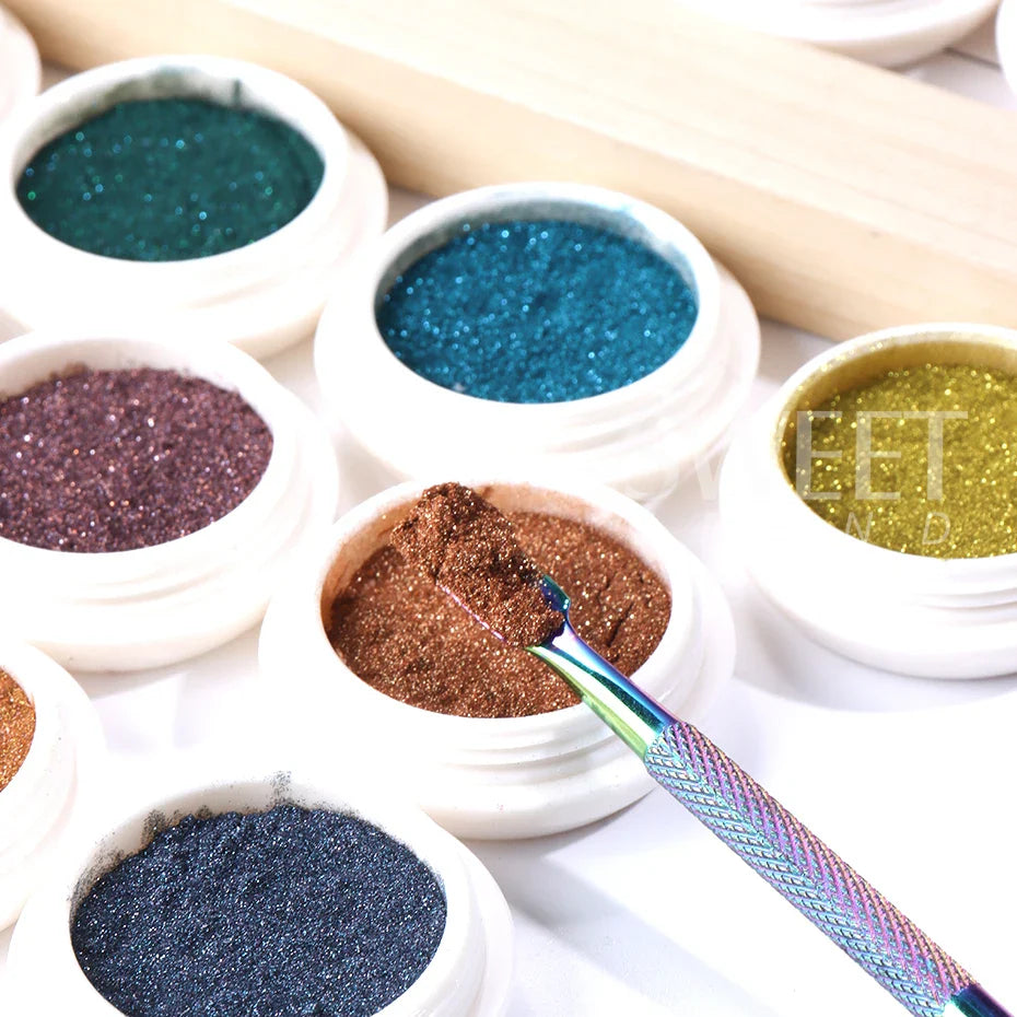 24/45 colors Mirror Chrome Nail Glitter Powder Metallic Effect Dust Holographic UV Gel Polish Manicure Decoration Nail Supplies Lootquake LLC