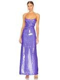 New Sexy Sleeveless Backless Lace-up Slim Long Dress Summer Elegant Pleated Backless Bright Sequins Dress Luxury Evening Dresses
