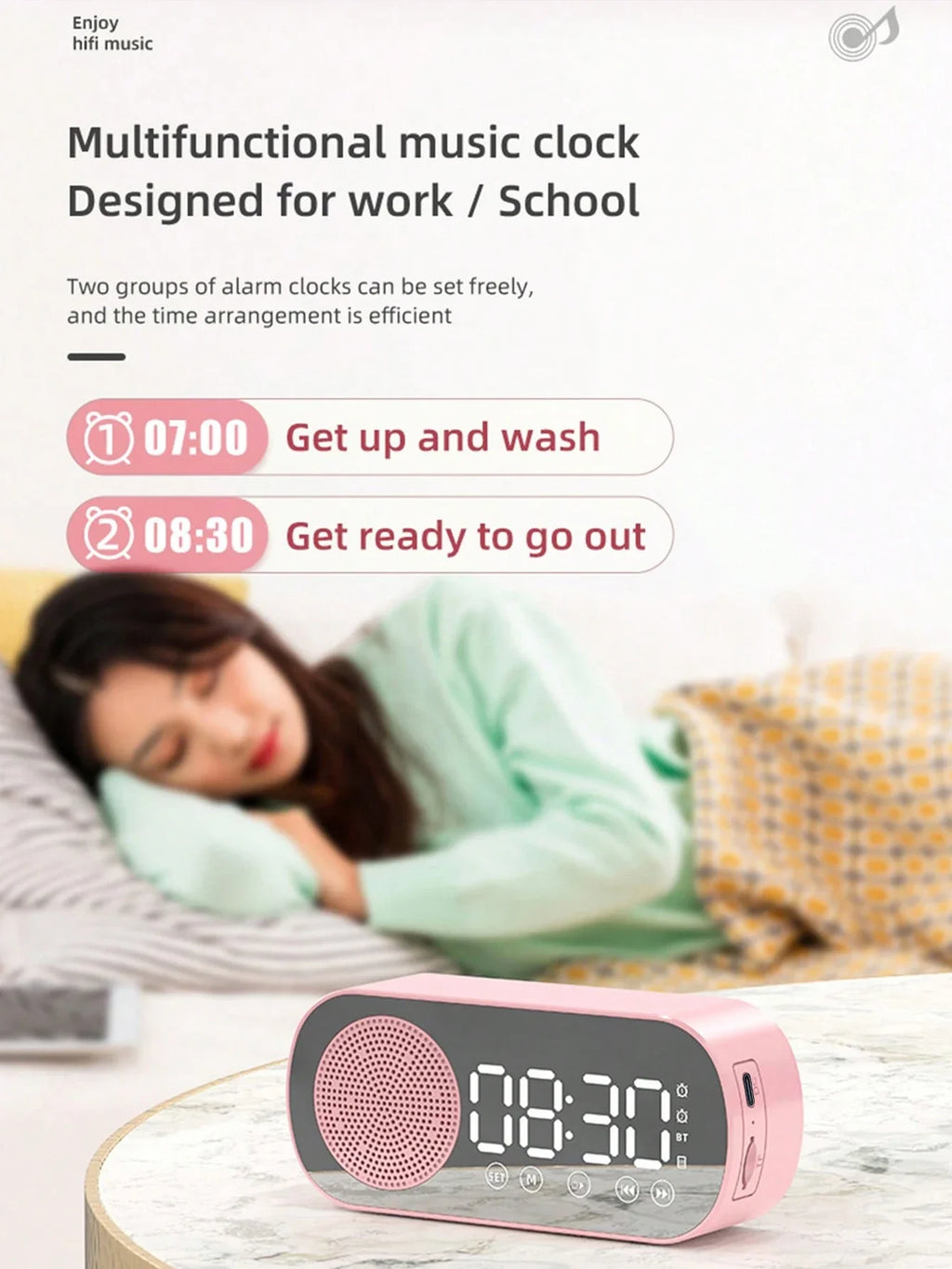 Wireless Bluetooth Speaker, Multi-functional Loud Subwoofer Clock, Mini AI Smart Alarm Clock Speaker Lootquake LLC