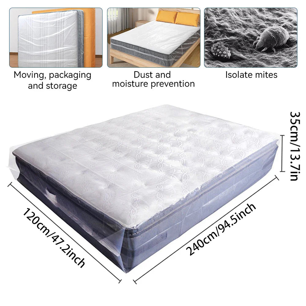 150/200x240x35cm Mattress Protector Packaging Bag Moisture-proof Dust Cover Thickness 0.08mm PE Transparent Moving Home Storage Lootquake LLC
