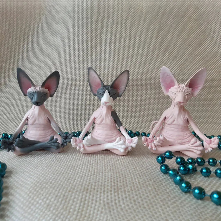 Meditation Yoga Happy Cat Whimsical Buddha Sphinx Cat Statue Art Deco Sculpture Outdoor Garden Statue Lootquake LLC