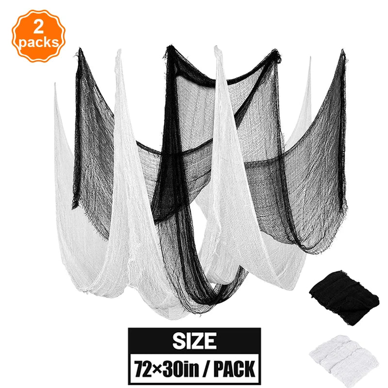 Halloween Decoration Black White Creepy Cloth Spooky Gauze Fabric Window Door Cover Scary Party Horror House Props Hallow Favors Lootquake LLC