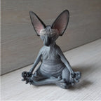Cat Figurine Sphynx Meditation Statue Yoga Animal Cat Meditate Art Sculpture Micro Decoration Garden Home Office Ornament