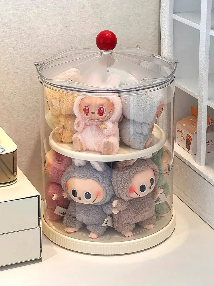 Labubu Rotating Display Box, Transparent Acrylic, Plush Doll Hand-Made Dust-Proof Labubu Pendant Storage Box. Lootquake LLC