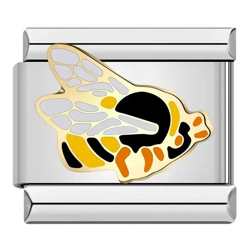 Hapiship 2023 Fashion Charm Italian Links Flower Flower Bee Tent Fit 9mm Bracelet Stainless Steel Making DIY Jewelry DJ661-C