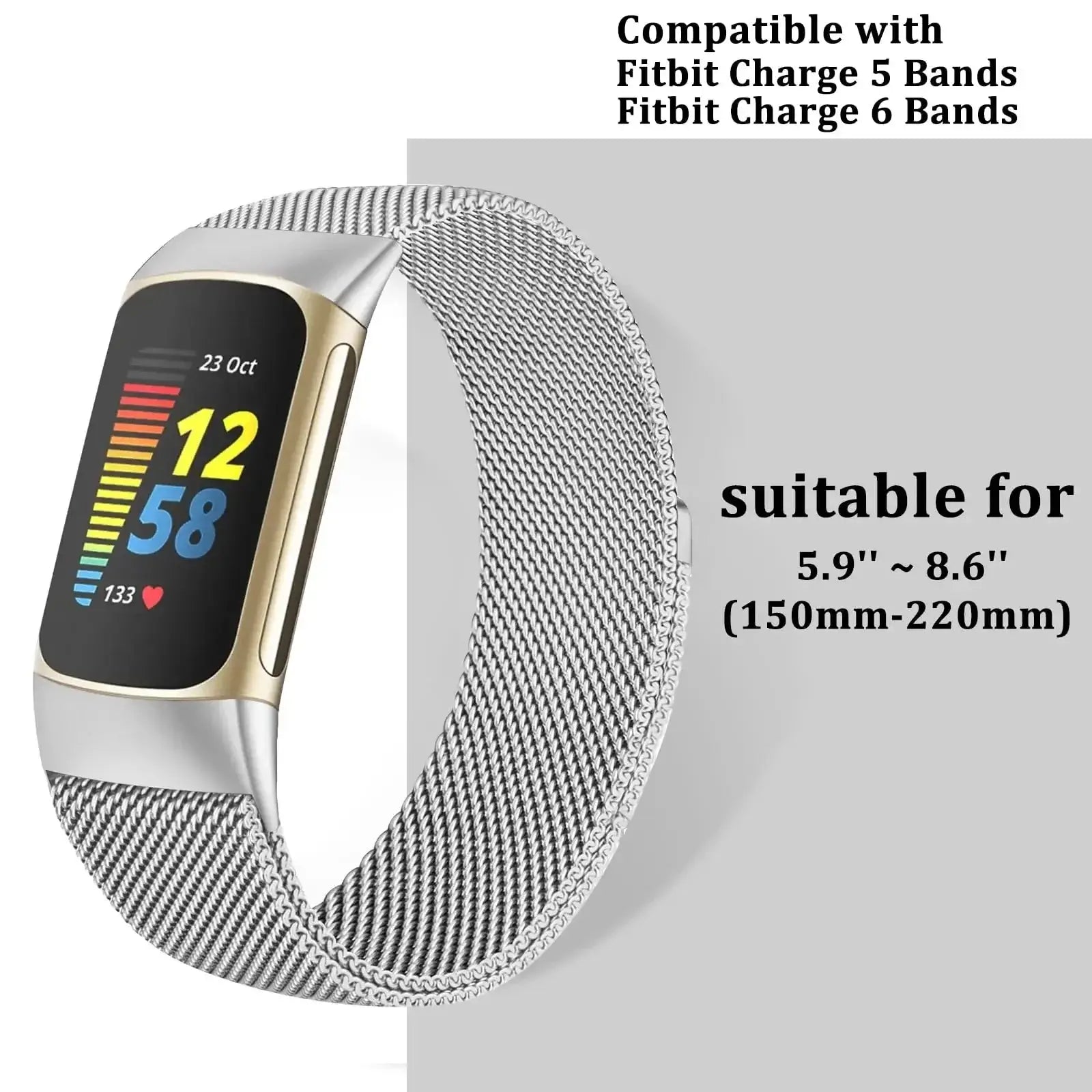 Fitbit Charge 5 6 Stainless Steel Magnetic Band - Stylish Durable - SJB-DIAMOND ELITES