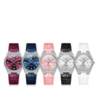 Women's Leather Strap Crystal Bezel Watch Rose Gold Luxury