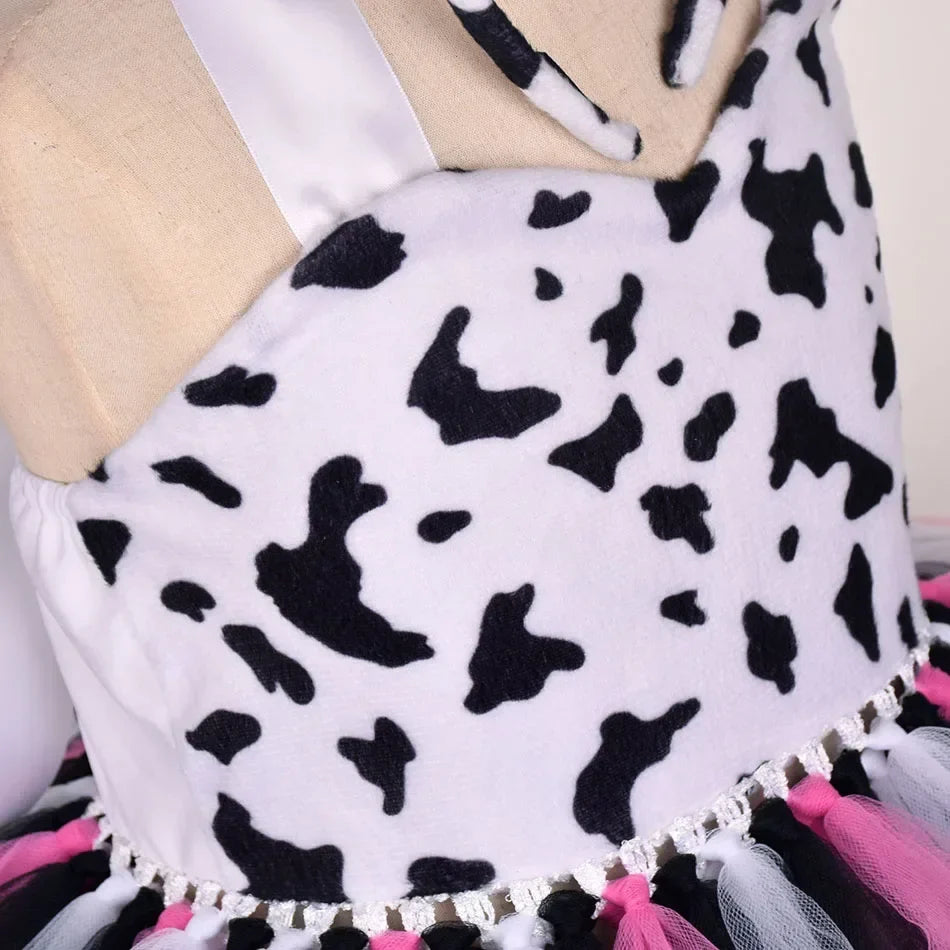 Halloween Animal Cosplay Costume for Children Forest Theme Cows Tiger Giraffe Leopard Zebra Tutu Dresses Performance Dance Sets